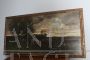 Large antique painting depicting a landscape with cows, signed and dated 1891