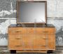 Art Deco chest of drawers in ash briar with mirror, Italy 1940s - 1950s                            