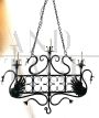 Pair of vintage wrought iron chandeliers, 1940, made in Italy