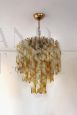 Vintage chandelier with amber Murano glass curls, 1970s