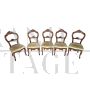 Set of 5 Louis Philippe style wooden chairs, 1960s