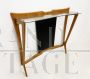 Vintage Ico Parisi style console in wood, glass and leather, 1950s  