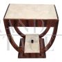 Art Deco style double-sided coffee table in wood and parchment with drawers