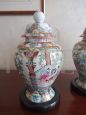 Pair of vintage Chinese hand-painted porcelain jars