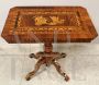 Antique Tarsia Rolo coffee table from the 19th century in inlaid walnut