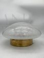 Ceiling or wall light attr. Seguso in glass with bubbles and brass, 1960s