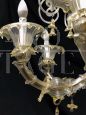 Large and sumptuous chandelier in transparent and gold Murano glass