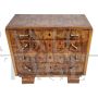 Art deco chest of drawers in walnut briar with four drawers