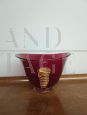 Art Deco bowl vase in burgundy and gold Murano glass, Italy 1940s