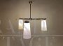 Mid-century modern chandelier in brass and opaline glass, 1970s