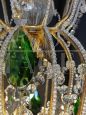 Florentine style chandelier with green crystal drops