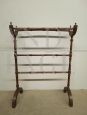 Antique turned walnut towel rack, Italy 19th century