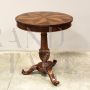 Antique round Louis Philippe coffee table in inlaid walnut, Italy 19th century