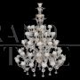 Rezzonico chandelier in crystal, white and bronze Murano glass                            