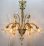 Venini Murano glass chandelier in amber color from the 1930s, restored