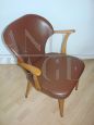 Vintage modern armchair in brown eco-leather, 1960s