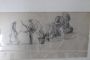 Pair of antique paintings with pencil drawings, signed