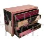 Pink and burgundy Murano glass dresser with colored leather drawers