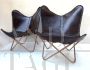 Butterfly style contemporary leather armchairs