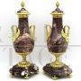 Antique pair of Napoleon III vases in gilded bronze and marble, 19th century