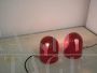 Pair of Gedy red plastic table lamps, 1970s