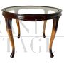 1930s round Art Deco coffee table with glass top