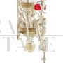 Rezzonico chandelier in gold Murano glass with red flowers