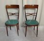 Pair of Melchiorre Bega chairs in green skai leather, 1950s