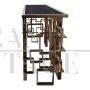 Double-sided console in chrome-gold steel and black Murano glass top