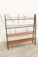 Scandinavian ladder shelf bookcase in teak and iron, Italy 1950s