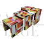 Trio of nesting tables in colored glass