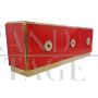 Design sideboard in red Murano glass, 1980s