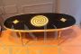 Black and gold oval coffee table, Italian design from the 70s       