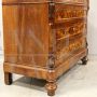 Antique Louis Philippe chest of drawers in walnut briar, 19th century Italy