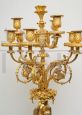 Pair of Napoleon III antique flambeaux candelabra in gilt bronze                            