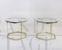 Hexagonal design coffee table in brass with glass top, 1970s