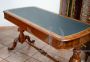 Antique Victorian desk in walnut briar with chiselled leather top