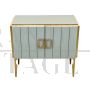 Sideboard in white Murano glass and brass, 1980s