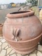 Huge antique terracotta oil jar with brand, Tuscany 19th century