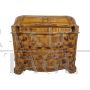 Antique chest of drawers in walnut briar with drop-down desk top, Italy late 19th century      