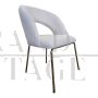 Design chair in white bouclé fabric