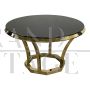 Golden Art Deco circular table with black glass top