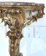 Pair of Louis XVI Baroque consoles in gilded carved wood and marble