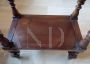 Antique inlaid coffee table with light blue velvet top