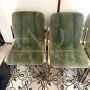 Set of 4 design chairs by Vittorio Gregotti in green suede