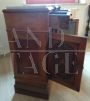 Antique sculpted sideboard with 2 doors and white marble top, early 19th century