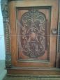 Antique sculpted sideboard with 2 doors and white marble top, early 19th century