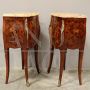 Pair of antique wavy and inlaid Napoleon III bedside tables