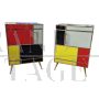 Pair of bedside tables in wood and glass in four colours