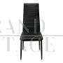 Set of 4 design chairs in black leather with high backrest